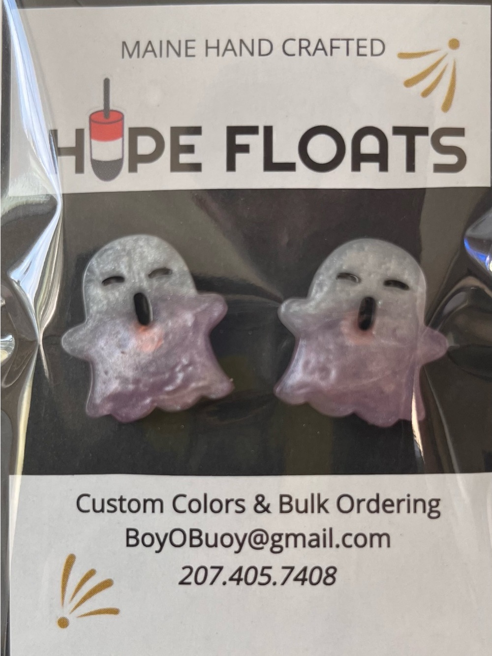 Purple Gradient Ghost Studded Earrings Pair - Charming Halloween Accent